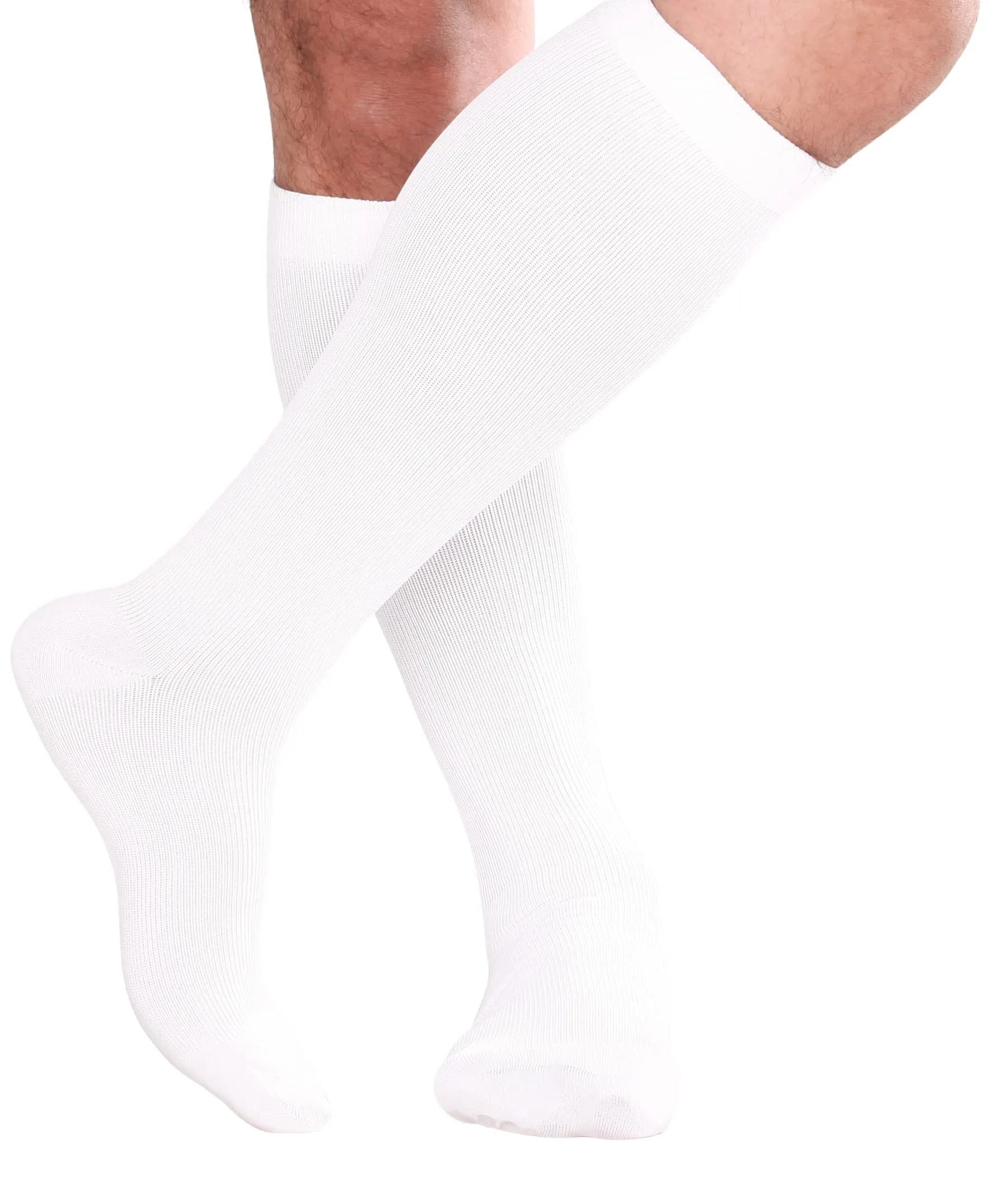 Absolute Support - Made in USA - Travel Socks for Men 15 - 20 mmHg for Circulation and Varicose Veins - Sports Compression Stockings for Men 15 - 20 mmHg for Work and Home - White, Medium