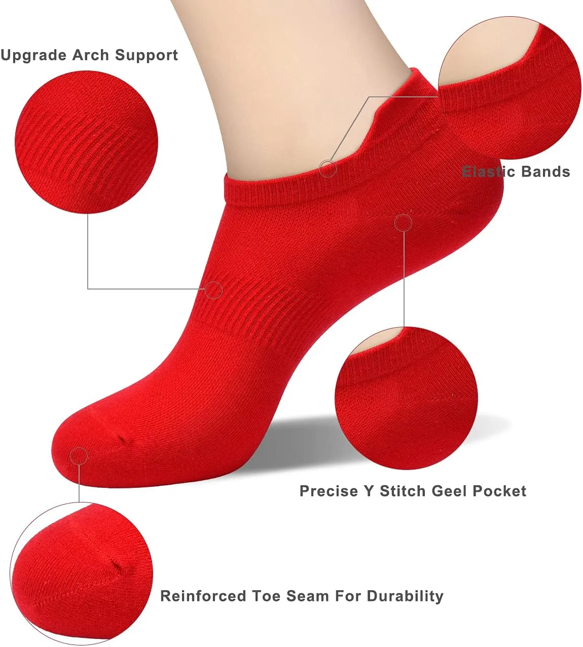 Ankle Socks Women's and Mens - 6/10 Pairs Low Cut Tab & No Show Athletics Running Socks