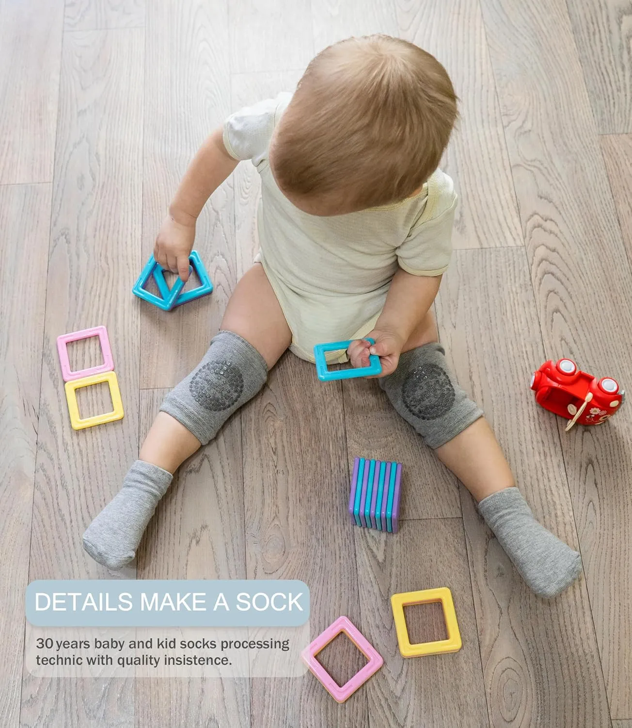 Baby Mid-Crew Socks with Grips (9 Pairs) for 0-7 Years Old Toddler Boy Girl Kids