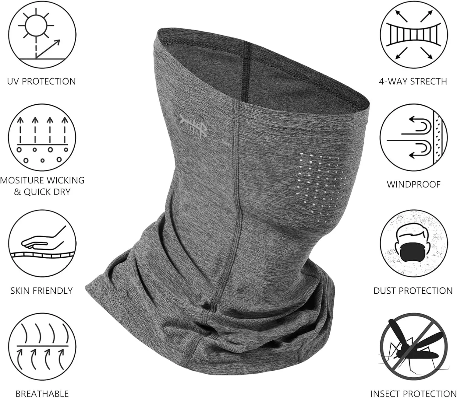 BASSDASH Neck Gaiter Mask UPF 50 Sun Protection for Men & Women, Fishing, Hiking, Outdoor