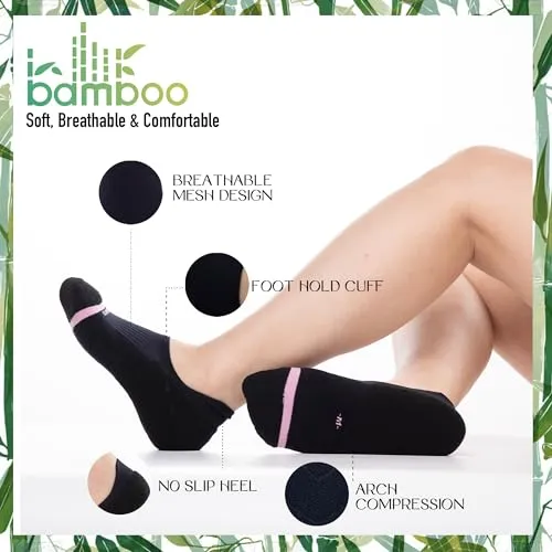 BRISIRA Bamboo Viscose Coolmax Running Compression Golf No Show Socks Womens Moisture Wicking Performance Athletic Seamless