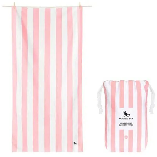 Dock and Bay Quick Dry Towel - Striped - Extra Large - Malibu Pink