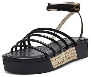 Louise Et Cie BIMO Black Platform Aysemmtrical Flatform Straps Wedge Sandals