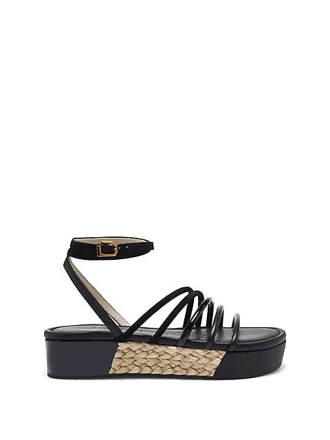 Louise Et Cie BIMO Black Platform Aysemmtrical Flatform Straps Wedge Sandals