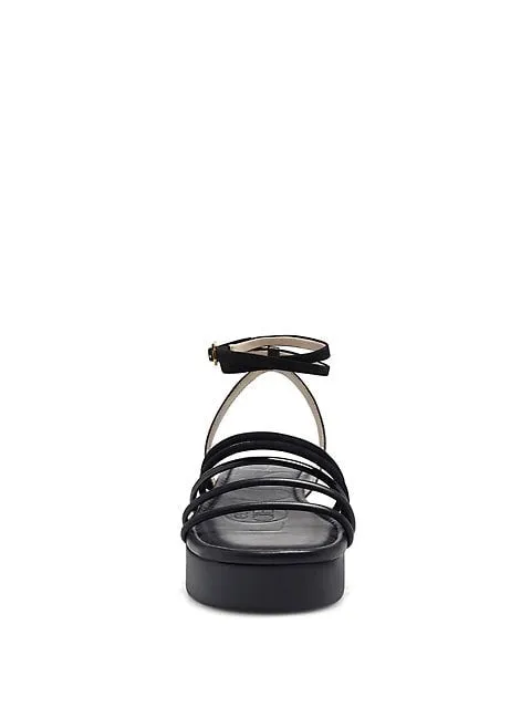 Louise Et Cie BIMO Black Platform Aysemmtrical Flatform Straps Wedge Sandals