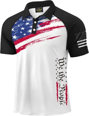 Mainfini Men's Short Sleeve Golf Shirt 1776 USA Flag Graphic Button Polo Shirt (S-3XL)