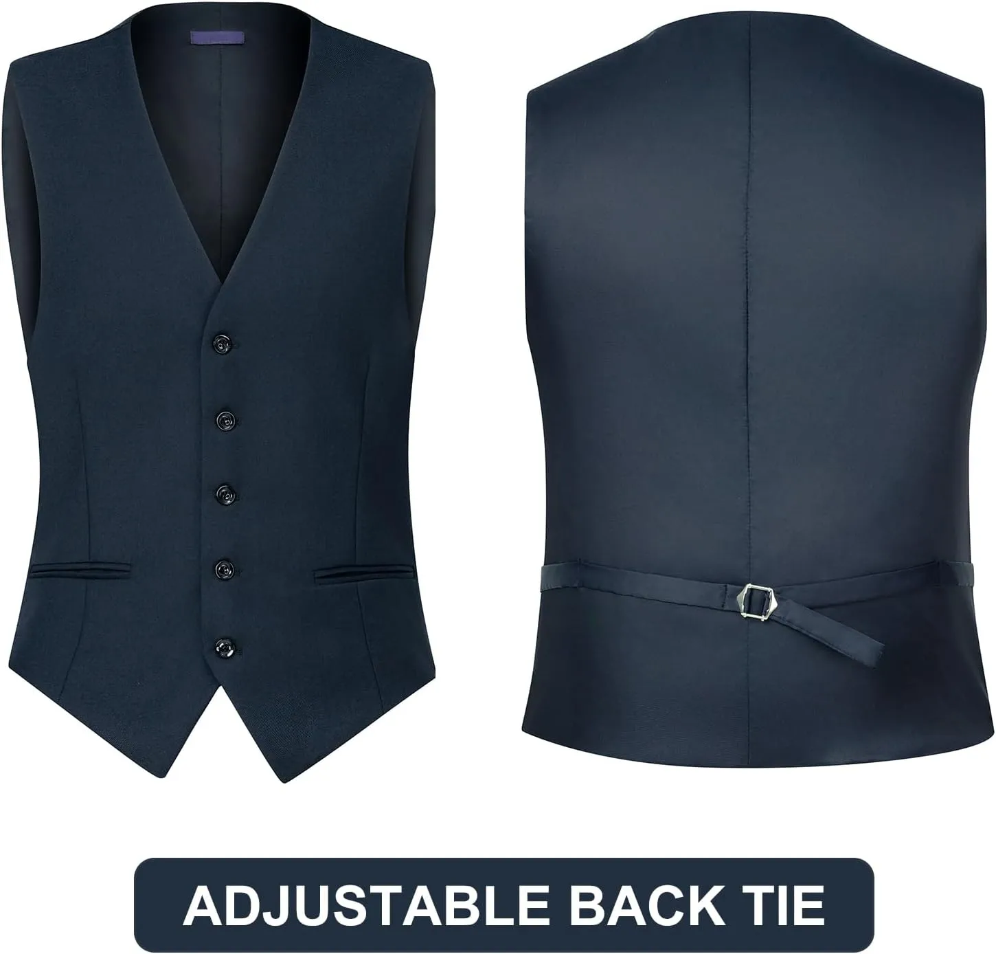 Men's Slim Fit 3 Piece Suit Set, Two Button Solid Blazer Jacket with Multi-Functional Pockets for Business/Party