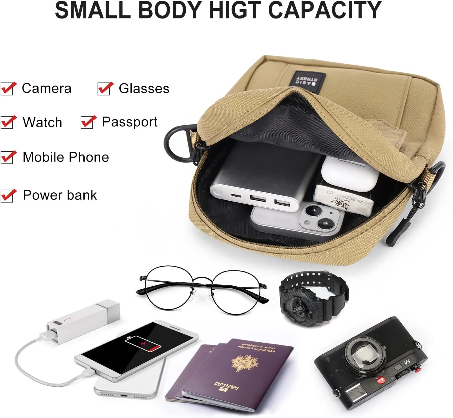 PAUBACK Crossbody Bag for Mens,Travel Passport Wallet Bag for Men for Cell Phone, Small Neck Pouch Side Shoulder Bag for Men