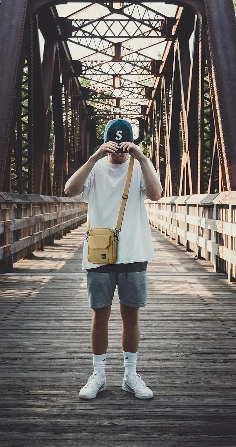 PAUBACK Crossbody Bag for Mens,Travel Passport Wallet Bag for Men for Cell Phone, Small Neck Pouch Side Shoulder Bag for Men
