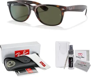 Ray-Ban RB2132 NEW WAYFARER Square Sunglasses For Men For Women   BUNDLE with Designer iWear Eyewear Care Kit