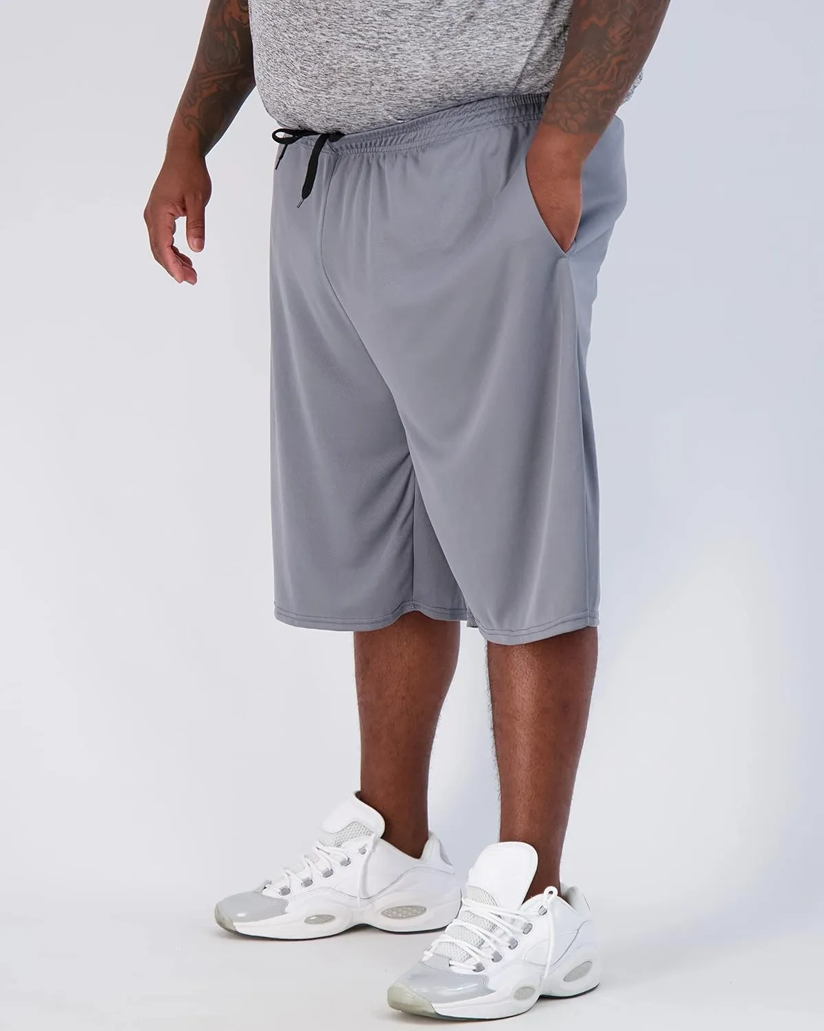 Real Essentials Men's Big & Tall 3-Pack Dry Fit & Mesh Active Athletic Perfomance Shorts (3X-5X)