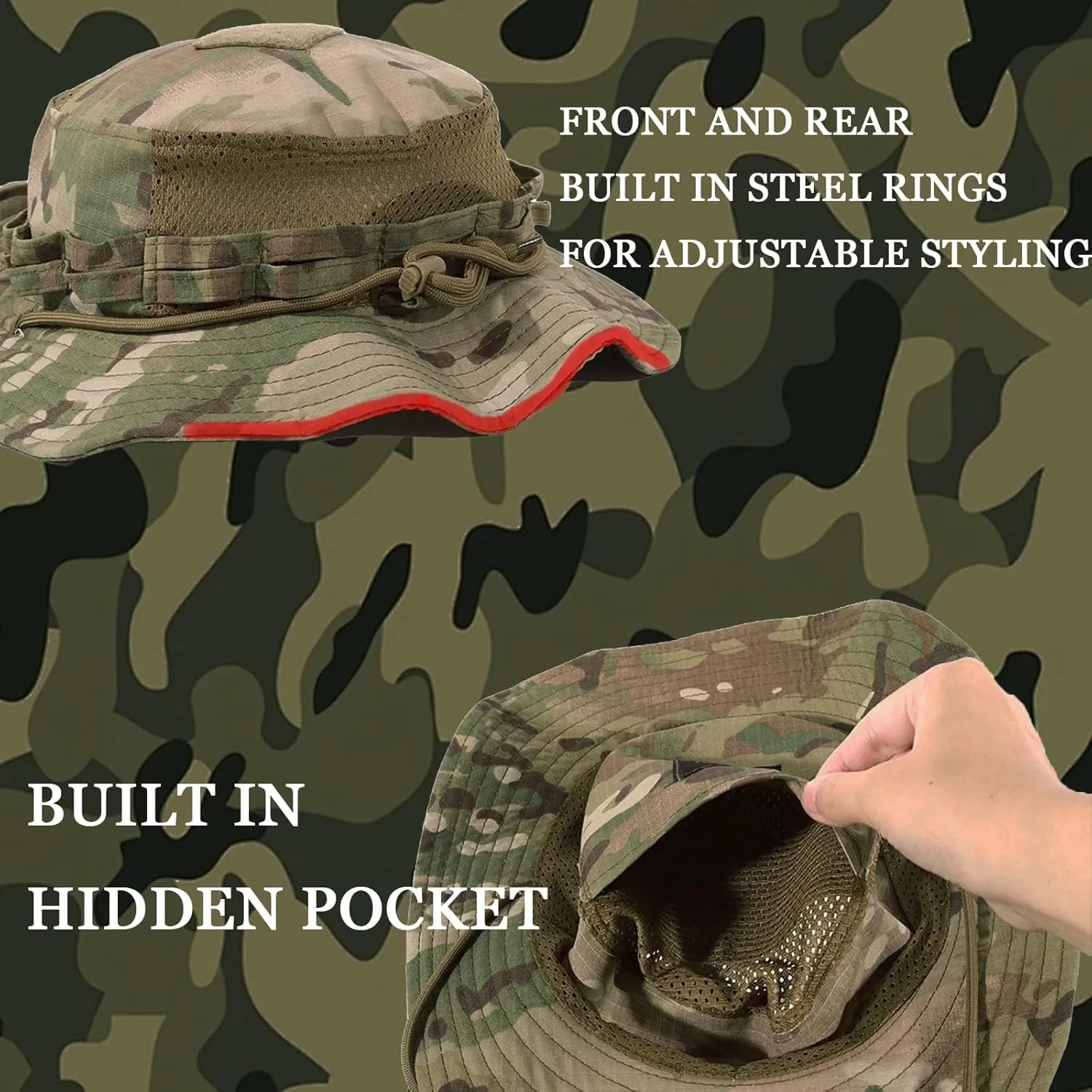 Sun Hat Breathable Boonie Hats for Men Women Fishing Safari Bucket Hat Cap Hunting Outdoor Hiking Camping