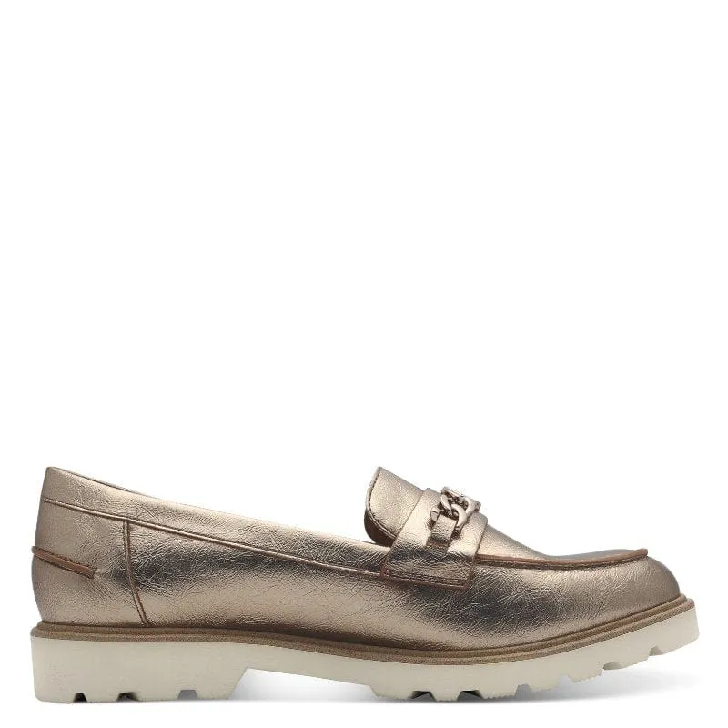 Tamaris Womens Gold Slip-on Loafer 1-24649-44