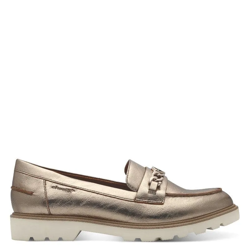 Tamaris Womens Gold Slip-on Loafer 1-24649-44
