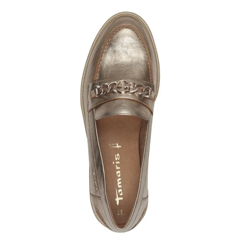 Tamaris Womens Gold Slip-on Loafer 1-24649-44