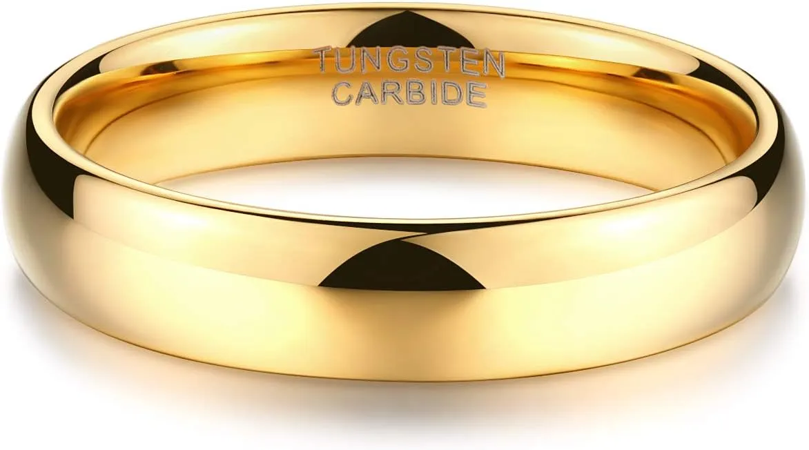 TRUMIUM 2mm 4mm 6mm 8mm Tungsten Wedding Band Ring for Men Women Gold/Rose Gold/Silver Domed High Polish Comfort Fit 4-15