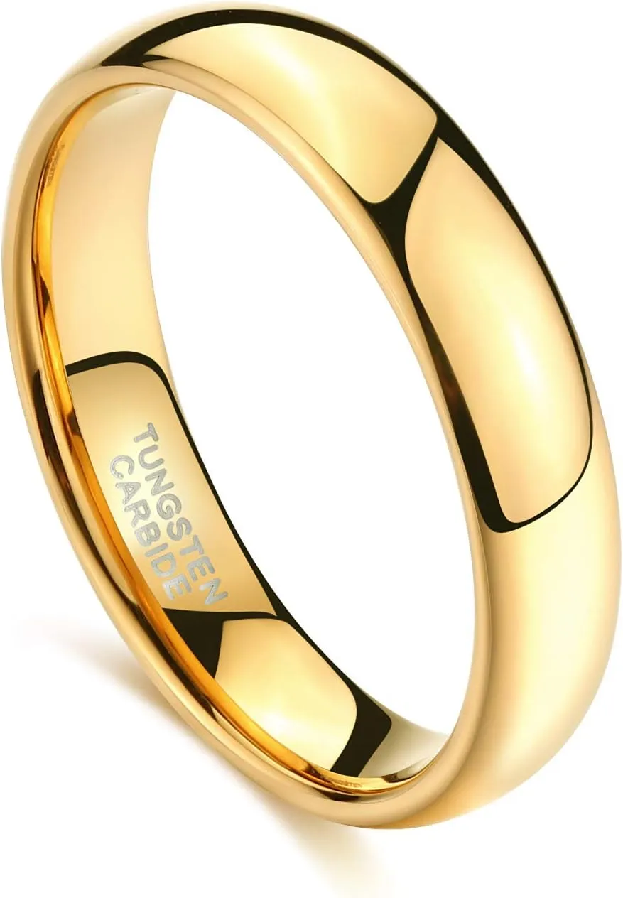 TRUMIUM 2mm 4mm 6mm 8mm Tungsten Wedding Band Ring for Men Women Gold/Rose Gold/Silver Domed High Polish Comfort Fit 4-15