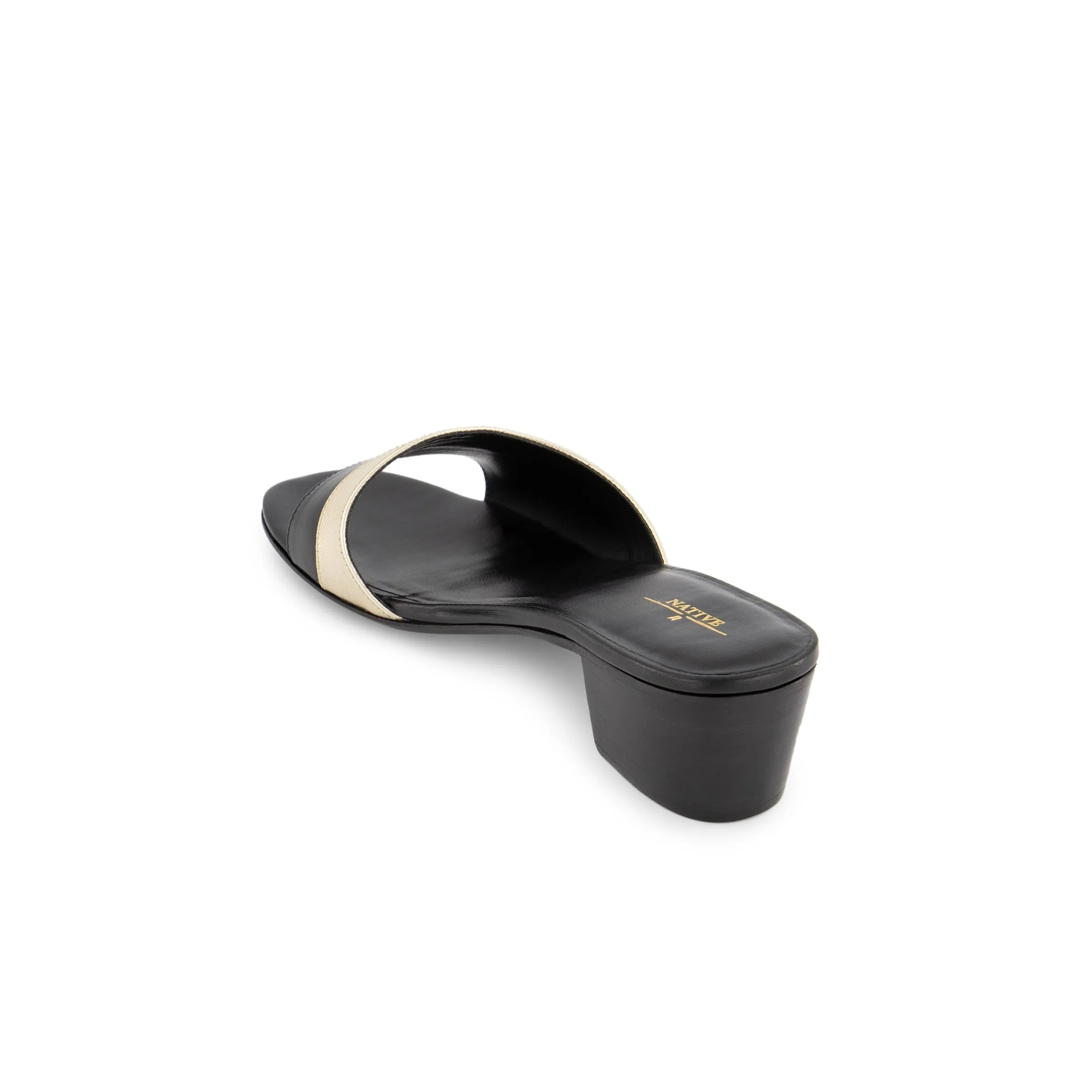 Wavy Sandals in Black w/ Metallic Gold