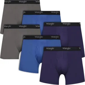 Wrangler Men??s Cooling Boxer Briefs, 6?? Inseam, Moisture-Wicking, Stretch Fabric, Pack of 6, Quick Dry