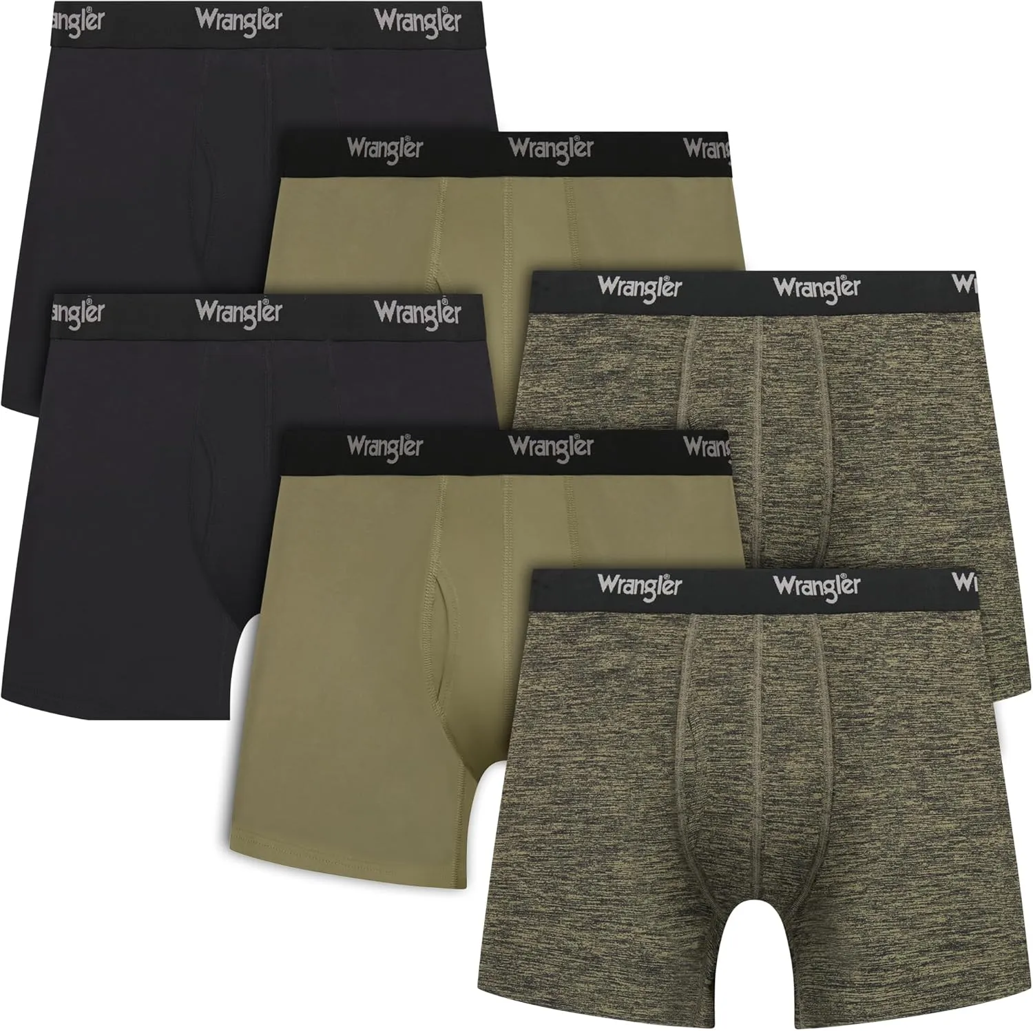 Wrangler Men??s Cooling Boxer Briefs, 6?? Inseam, Moisture-Wicking, Stretch Fabric, Pack of 6, Quick Dry