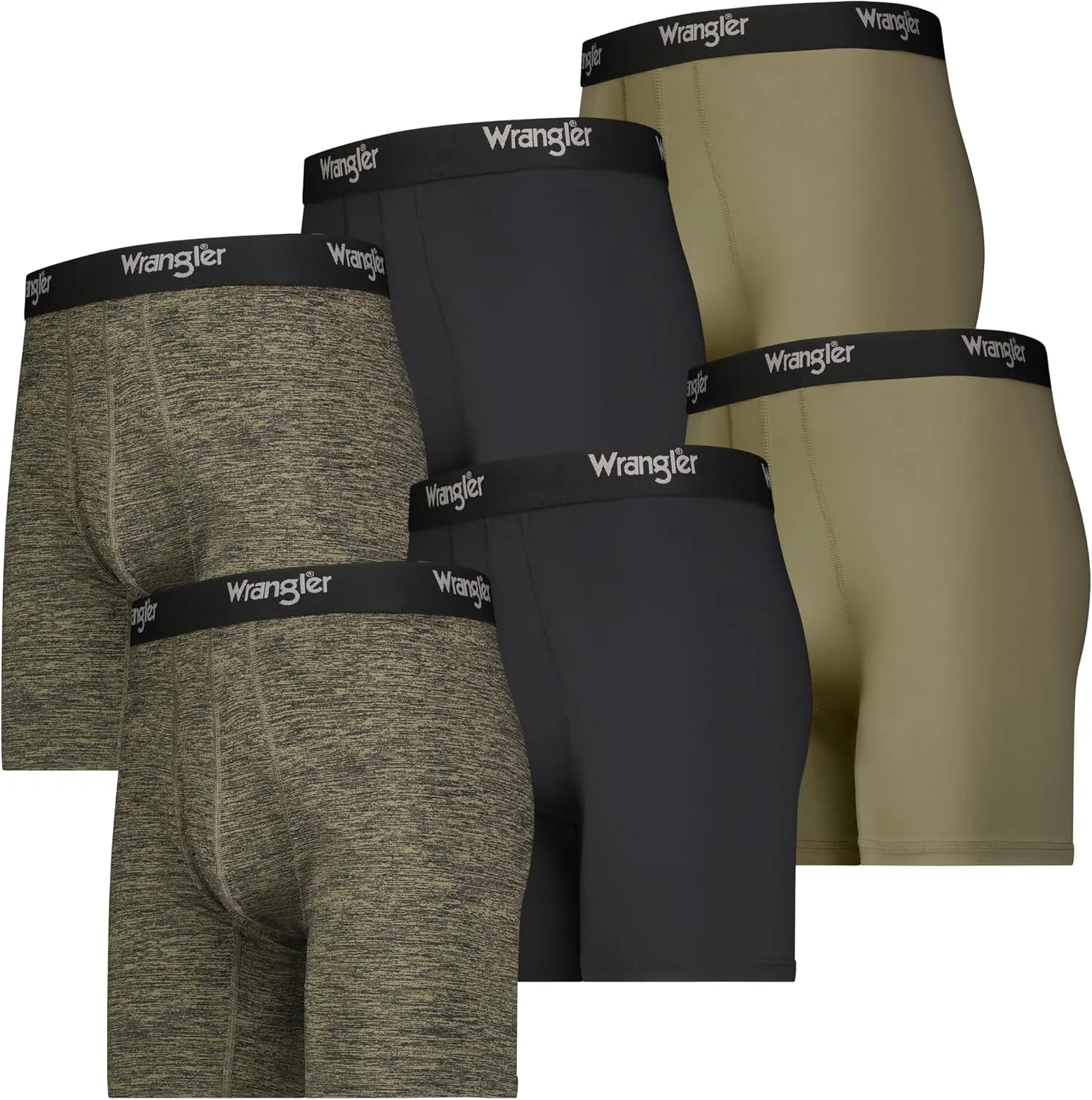 Wrangler Men??s Cooling Boxer Briefs, 6?? Inseam, Moisture-Wicking, Stretch Fabric, Pack of 6, Quick Dry